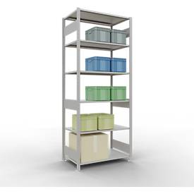 Schulte Lagertechnik Fachbodenregal MULTIplus150, Steck-Grundregal, B 1000 x T 600 x H 2500 mm, 6 Ebenen, bis 1400 kg, lichtgrau