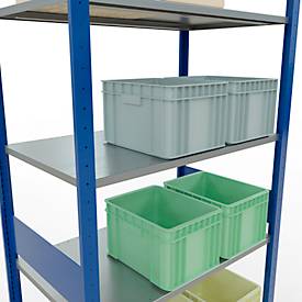 Schulte Lagertechnik Fachbodenregal MULTIplus150, Steck-Grundregal, B 1000 x T 600 x H 3000 mm, 7 Ebenen, bis 1500 kg, enzianblau/verzinkt