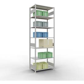 Schulte Lagertechnik Fachbodenregal MULTIplus150, Steck-Grundregal, B 1000 x T 600 x H 3000 mm, 7 Ebenen, bis 1500 kg, lichtgrau