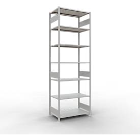 Schulte Lagertechnik Fachbodenregal MULTIplus150, Steck-Grundregal, B 1000 x T 600 x H 3000 mm, 7 Ebenen, bis 1500 kg, lichtgrau