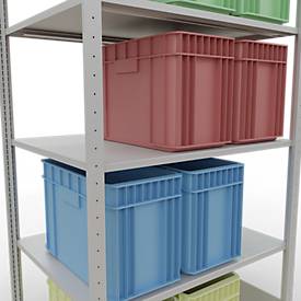 Schulte Lagertechnik Fachbodenregal MULTIplus150, Steck-Grundregal, B 1000 x T 800 x H 2000 mm, 5 Ebenen, bis 1300 kg, lichtgrau