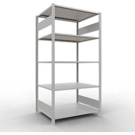 Schulte Lagertechnik Fachbodenregal MULTIplus150, Steck-Grundregal, B 1000 x T 800 x H 2000 mm, 5 Ebenen, bis 1300 kg, lichtgrau