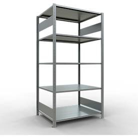 Schulte Lagertechnik Fachbodenregal MULTIplus150, Steck-Grundregal, B 1000 x T 800 x H 2000 mm, 5 Ebenen, bis 1300 kg, verzinkt