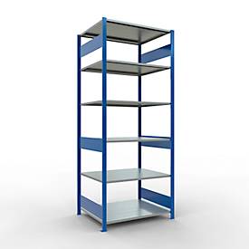 Schulte Lagertechnik Fachbodenregal MULTIplus150, Steck-Grundregal, B 1000 x T 800 x H 2500 mm, 6 Ebenen, bis 1400 kg, enzianblau/verzinkt
