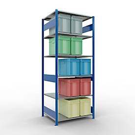 Schulte Lagertechnik Fachbodenregal MULTIplus150, Steck-Grundregal, B 1000 x T 800 x H 2500 mm, 6 Ebenen, bis 1400 kg, enzianblau/verzinkt