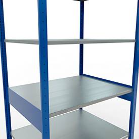 Schulte Lagertechnik Fachbodenregal MULTIplus150, Steck-Grundregal, B 1000 x T 800 x H 2500 mm, 6 Ebenen, bis 1400 kg, enzianblau/verzinkt