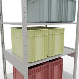 Schulte Lagertechnik Fachbodenregal MULTIplus150, Steck-Grundregal, B 1000 x T 800 x H 2500 mm, 6 Ebenen, bis 1400 kg, lichtgrau