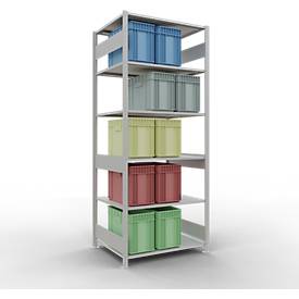 Schulte Lagertechnik Fachbodenregal MULTIplus150, Steck-Grundregal, B 1000 x T 800 x H 2500 mm, 6 Ebenen, bis 1400 kg, lichtgrau