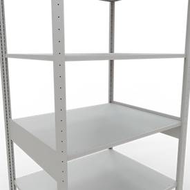 Schulte Lagertechnik Fachbodenregal MULTIplus150, Steck-Grundregal, B 1000 x T 800 x H 2500 mm, 6 Ebenen, bis 1400 kg, lichtgrau