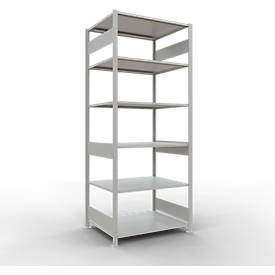 Schulte Lagertechnik Fachbodenregal MULTIplus150, Steck-Grundregal, B 1000 x T 800 x H 2500 mm, 6 Ebenen, bis 1400 kg, lichtgrau