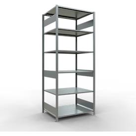 Schulte Lagertechnik Fachbodenregal MULTIplus150, Steck-Grundregal, B 1000 x T 800 x H 2500 mm, 6 Ebenen, bis 1400 kg, verzinkt