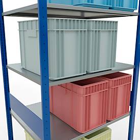 Schulte Lagertechnik Fachbodenregal MULTIplus150, Steck-Grundregal, B 1000 x T 800 x H 3000 mm, 7 Ebenen, bis 1500 kg, enzianblau/verzinkt