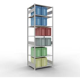 Schulte Lagertechnik Fachbodenregal MULTIplus150, Steck-Grundregal, B 1000 x T 800 x H 3000 mm, 7 Ebenen, bis 1500 kg, lichtgrau