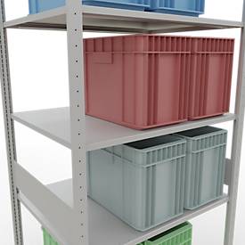 Schulte Lagertechnik Fachbodenregal MULTIplus150, Steck-Grundregal, B 1000 x T 800 x H 3000 mm, 7 Ebenen, bis 1500 kg, lichtgrau