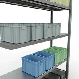 SCHULTE Lagertechnik Fachbodenregal - Stecksystem MULTIplus 250 Anbauregal - 2000x1300x400 mm, Typ 250 kg