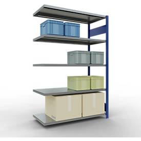SCHULTE Lagertechnik Fachbodenregal - Stecksystem MULTIplus 250 Anbauregal - 2000x1300x600 mm, Typ 250 kg