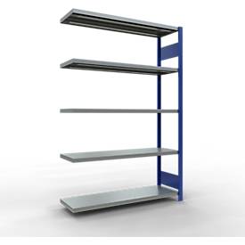 SCHULTE Lagertechnik Fachbodenregal - Stecksystem MULTIplus 250, Anbauregal, Längenriegel, 2000x1300x400 mm, 5 Böden, enzianblau/verzinkt