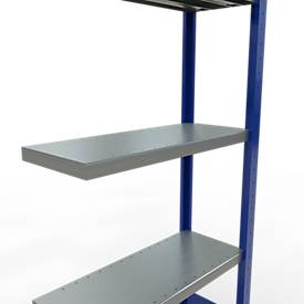 Schulte Lagertechnik Fachbodenregal-Stecksystem MULTIplus 250, Anbauregal, Längenriegel, 2000x750x300 mm, 5 Böden, enzianblau/verzinkt
