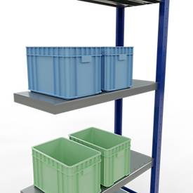 Schulte Lagertechnik Fachbodenregal-Stecksystem MULTIplus 250, Anbauregal, Längenriegel, 2000x750x300 mm, 5 Böden, enzianblau/verzinkt
