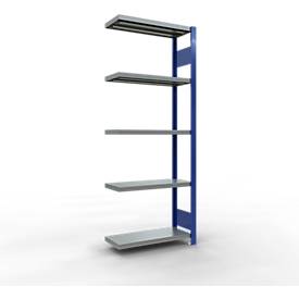 Schulte Lagertechnik Fachbodenregal-Stecksystem MULTIplus 250, Anbauregal, Längenriegel, 2000x750x300 mm, 5 Böden, enzianblau/verzinkt