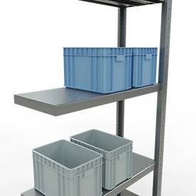 Schulte Lagertechnik Fachbodenregal-Stecksystem MULTIplus 250, Anbauregal, Längenriegel, 2000x750x300 mm, 5 Böden, verzinkt