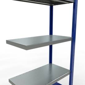 Schulte Lagertechnik Fachbodenregal-Stecksystem MULTIplus 250, Anbauregal, Längenriegel, 2000x750x400 mm, 5 Böden, enzianblau/verzinkt