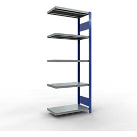 Schulte Lagertechnik Fachbodenregal-Stecksystem MULTIplus 250, Anbauregal, Längenriegel, 2000x750x400 mm, 5 Böden, enzianblau/verzinkt