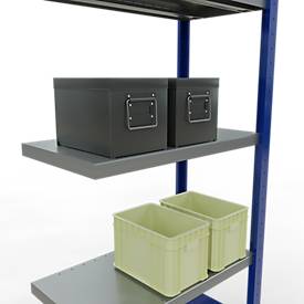 Schulte Lagertechnik Fachbodenregal-Stecksystem MULTIplus 250, Anbauregal, Längenriegel, 2000x750x400 mm, 5 Böden, enzianblau/verzinkt