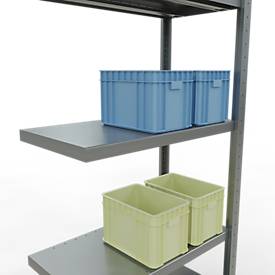 Schulte Lagertechnik Fachbodenregal-Stecksystem MULTIplus 250, Anbauregal, Längenriegel, 2000x750x400 mm, 5 Böden, verzinkt