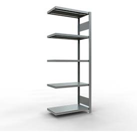 Schulte Lagertechnik Fachbodenregal-Stecksystem MULTIplus 250, Anbauregal, Längenriegel, 2000x750x400 mm, 5 Böden, verzinkt