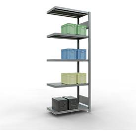 Schulte Lagertechnik Fachbodenregal-Stecksystem MULTIplus 250, Anbauregal, Längenriegel, 2000x750x400 mm, 5 Böden, verzinkt