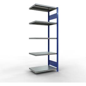 Schulte Lagertechnik Fachbodenregal-Stecksystem MULTIplus 250, Anbauregal, Längenriegel, 2000x750x500 mm, 5 Böden, enzianblau/verzinkt