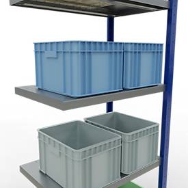 Schulte Lagertechnik Fachbodenregal-Stecksystem MULTIplus 250, Anbauregal, Längenriegel, 2000x750x500 mm, 5 Böden, enzianblau/verzinkt