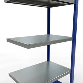 Schulte Lagertechnik Fachbodenregal-Stecksystem MULTIplus 250, Anbauregal, Längenriegel, 2000x750x500 mm, 5 Böden, enzianblau/verzinkt