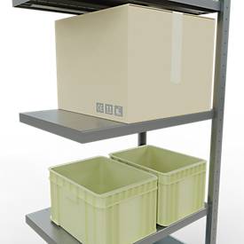 Schulte Lagertechnik Fachbodenregal-Stecksystem MULTIplus 250, Anbauregal, Längenriegel, 2000x750x500 mm, 5 Böden, verzinkt