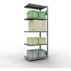 Schulte Lagertechnik Fachbodenregal-Stecksystem MULTIplus 250, Anbauregal, Längenriegel, 2000x750x500 mm, 5 Böden, verzinkt