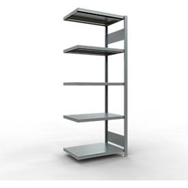 Schulte Lagertechnik Fachbodenregal-Stecksystem MULTIplus 250, Anbauregal, Längenriegel, 2000x750x500 mm, 5 Böden, verzinkt