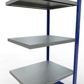 Schulte Lagertechnik Fachbodenregal-Stecksystem MULTIplus 250, Anbauregal, Längenriegel, 2000x750x600 mm, 5 Böden, enzianblau/verzinkt