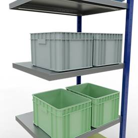 Schulte Lagertechnik Fachbodenregal-Stecksystem MULTIplus 250, Anbauregal, Längenriegel, 2000x750x600 mm, 5 Böden, enzianblau/verzinkt
