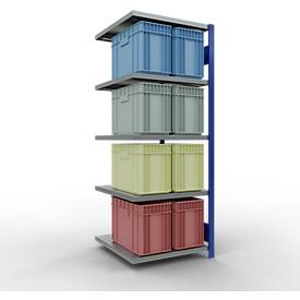 Schulte Lagertechnik Fachbodenregal-Stecksystem MULTIplus 250, Anbauregal, Längenriegel, 2000x750x800 mm, 5 Böden, enzianblau/verzinkt