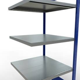 Schulte Lagertechnik Fachbodenregal-Stecksystem MULTIplus 250, Anbauregal, Längenriegel, 2000x750x800 mm, 5 Böden, enzianblau/verzinkt