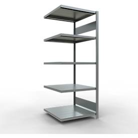 Schulte Lagertechnik Fachbodenregal-Stecksystem MULTIplus 250, Anbauregal, Längenriegel, 2000x750x800 mm, 5 Böden, verzinkt