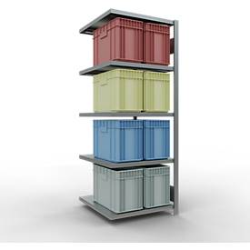 Schulte Lagertechnik Fachbodenregal-Stecksystem MULTIplus 250, Anbauregal, Längenriegel, 2000x750x800 mm, 5 Böden, verzinkt