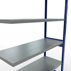 SCHULTE Lagertechnik Fachbodenregal - Stecksystem MULTIplus 250, Anbauregal, Längenriegel, 2500x1300x500 mm, 6 Böden, enzianblau/verzinkt