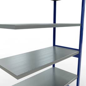 SCHULTE Lagertechnik Fachbodenregal - Stecksystem MULTIplus 250, Anbauregal, Längenriegel, 2500x1300x600 mm, 6 Böden, enzianblau/verzinkt