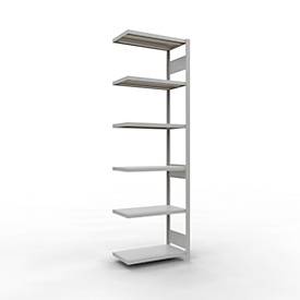 Schulte Lagertechnik Fachbodenregal-Stecksystem MULTIplus 250, Anbauregal, Längenriegel, 2500x750x300 mm, 6 Böden, lichtgrau