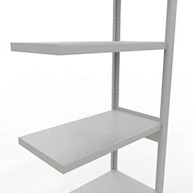 Schulte Lagertechnik Fachbodenregal-Stecksystem MULTIplus 250, Anbauregal, Längenriegel, 2500x750x300 mm, 6 Böden, lichtgrau