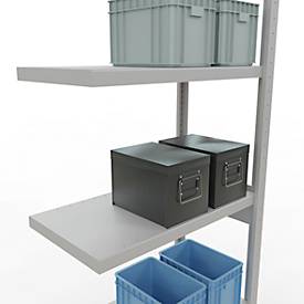 Schulte Lagertechnik Fachbodenregal-Stecksystem MULTIplus 250, Anbauregal, Längenriegel, 2500x750x300 mm, 6 Böden, lichtgrau