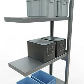 Schulte Lagertechnik Fachbodenregal-Stecksystem MULTIplus 250, Anbauregal, Längenriegel, 2500x750x300 mm, 6 Böden, verzinkt