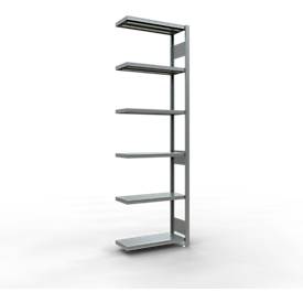 Schulte Lagertechnik Fachbodenregal-Stecksystem MULTIplus 250, Anbauregal, Längenriegel, 2500x750x300 mm, 6 Böden, verzinkt
